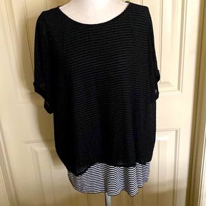 Chicos tee shirt with silky chiffon over lay